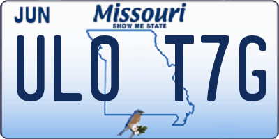 MO license plate UL0T7G