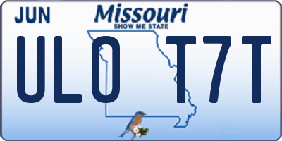 MO license plate UL0T7T