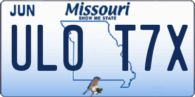 MO license plate UL0T7X