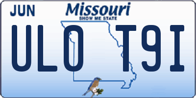 MO license plate UL0T9I