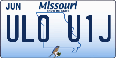 MO license plate UL0U1J