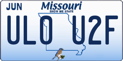 MO license plate UL0U2F