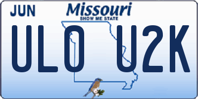 MO license plate UL0U2K