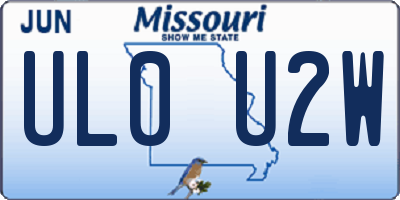 MO license plate UL0U2W