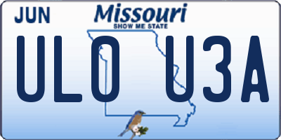 MO license plate UL0U3A