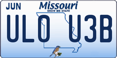 MO license plate UL0U3B
