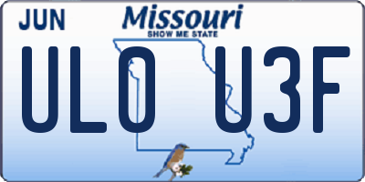 MO license plate UL0U3F