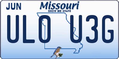 MO license plate UL0U3G