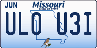 MO license plate UL0U3I