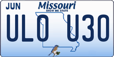 MO license plate UL0U3O