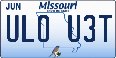 MO license plate UL0U3T