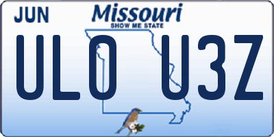 MO license plate UL0U3Z