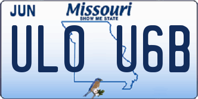 MO license plate UL0U6B