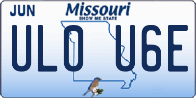 MO license plate UL0U6E