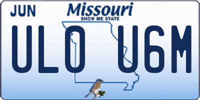 MO license plate UL0U6M