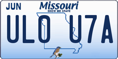 MO license plate UL0U7A