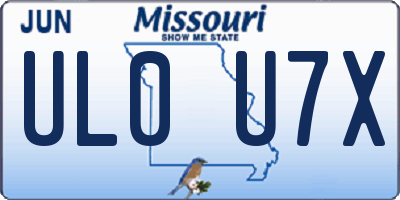 MO license plate UL0U7X