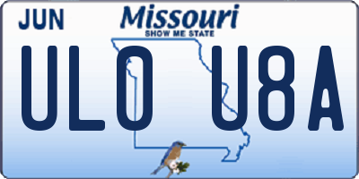 MO license plate UL0U8A