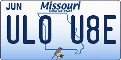 MO license plate UL0U8E
