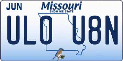 MO license plate UL0U8N