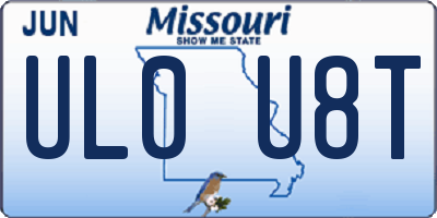 MO license plate UL0U8T