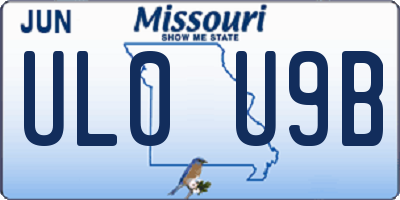 MO license plate UL0U9B