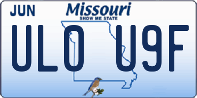 MO license plate UL0U9F