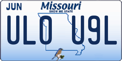 MO license plate UL0U9L