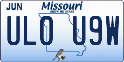 MO license plate UL0U9W