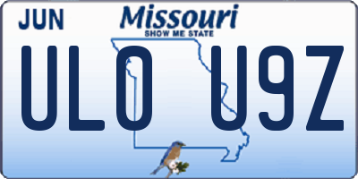 MO license plate UL0U9Z