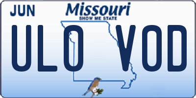 MO license plate UL0V0D