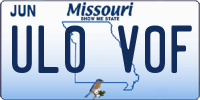 MO license plate UL0V0F