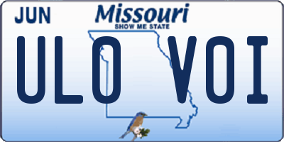 MO license plate UL0V0I