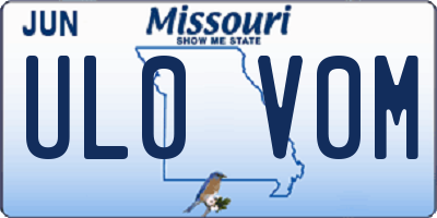 MO license plate UL0V0M