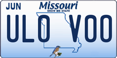 MO license plate UL0V0O