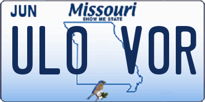 MO license plate UL0V0R