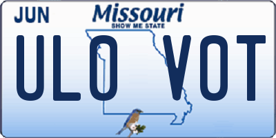 MO license plate UL0V0T