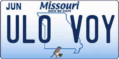 MO license plate UL0V0Y