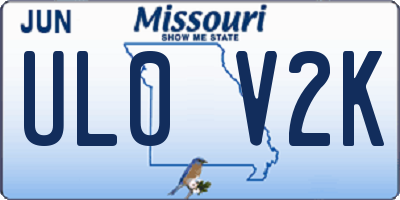 MO license plate UL0V2K