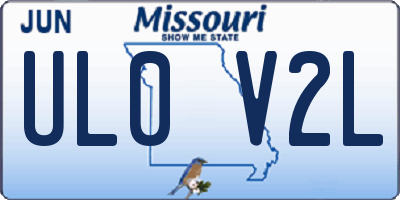 MO license plate UL0V2L