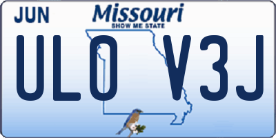 MO license plate UL0V3J