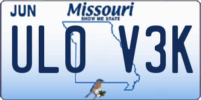 MO license plate UL0V3K