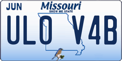MO license plate UL0V4B