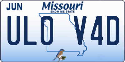 MO license plate UL0V4D