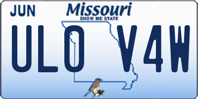 MO license plate UL0V4W