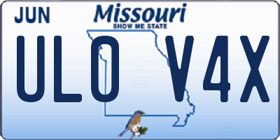 MO license plate UL0V4X