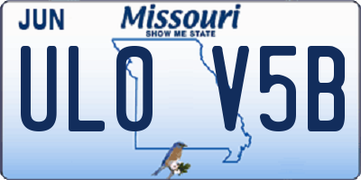MO license plate UL0V5B