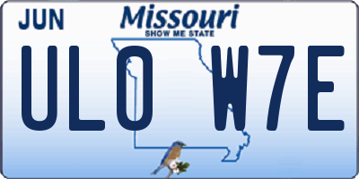 MO license plate UL0W7E