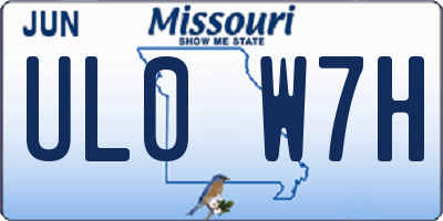 MO license plate UL0W7H