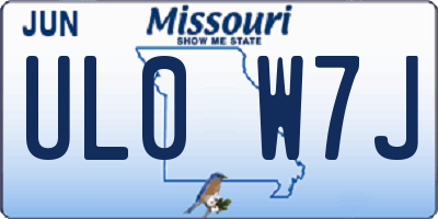MO license plate UL0W7J